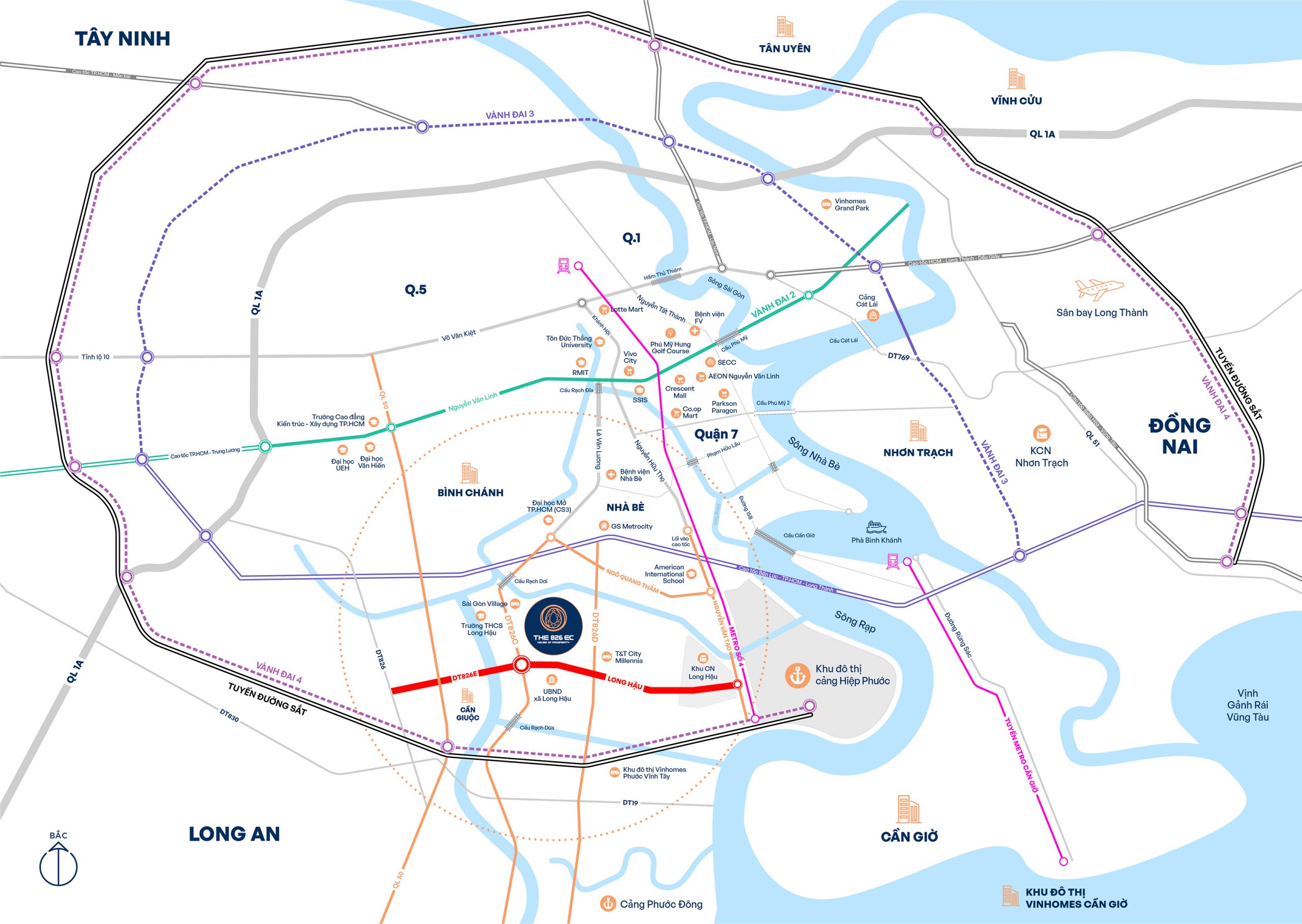 vị trí khu đô thị The 826ec Long Hậu, Tây Ninh, Hai Thành