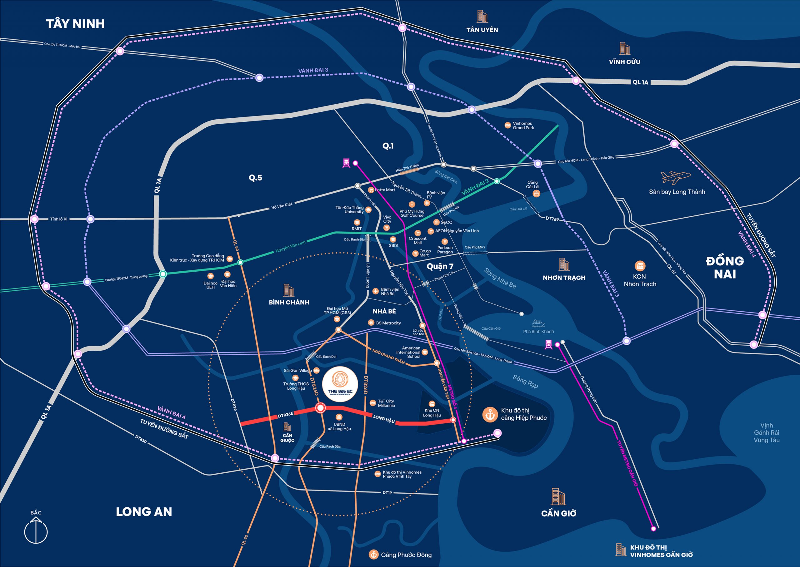 vị trí khu đô thị The 826ec Long Hậu, Tây Ninh, Hai Thành